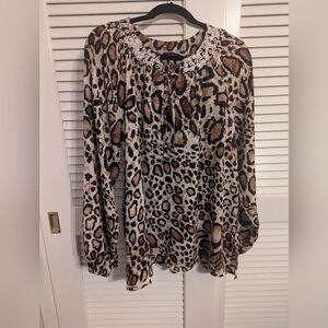Colleen Lopez animal print blouse XL